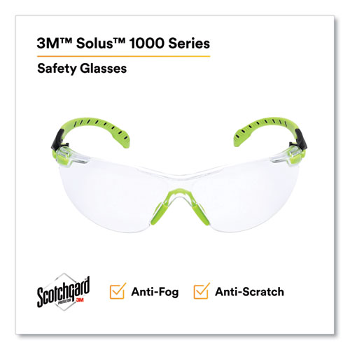 Picture of Solus 1000-Series Safety Glasses, Black/Green Plastic Frame, Clear Polycarbonate Lens