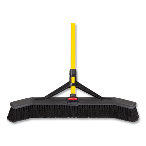 Picture of Maximizer Push-to-Center Broom, 24", Polypropylene Bristles, Yellow/Black