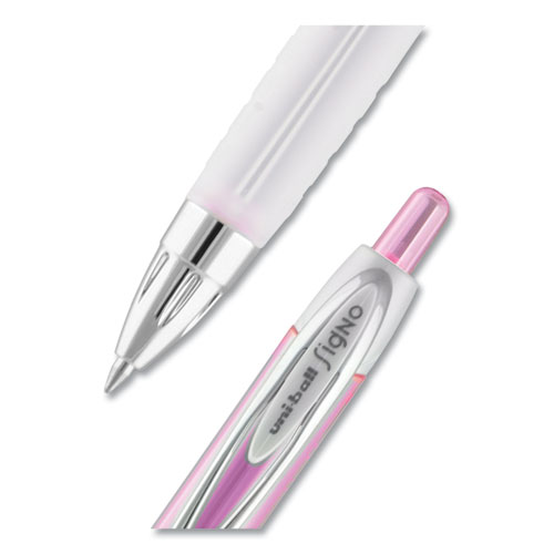 Picture of 207 Office Pack Gel Pen, Retractable, Medium 0.7 mm, Black Ink, Pink/Translucent White Barrel, 36/Pack