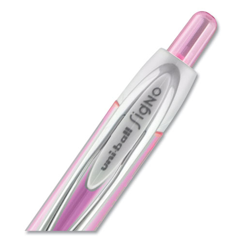 Picture of 207 Office Pack Gel Pen, Retractable, Medium 0.7 mm, Black Ink, Pink/Translucent White Barrel, 36/Pack