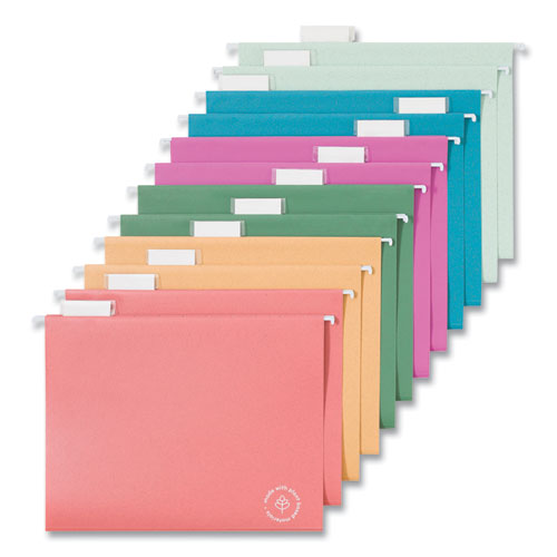 Picture of U-Eco Hanging File Folders, Letter Size, 1/5-Cut Tabs, Assorted, 12/Pack