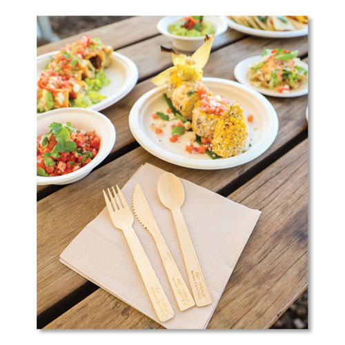 Picture of Bamboo Cutlery, Knife/Fork/Spoon/Napkin, 6.7", Natural, 250/Carton