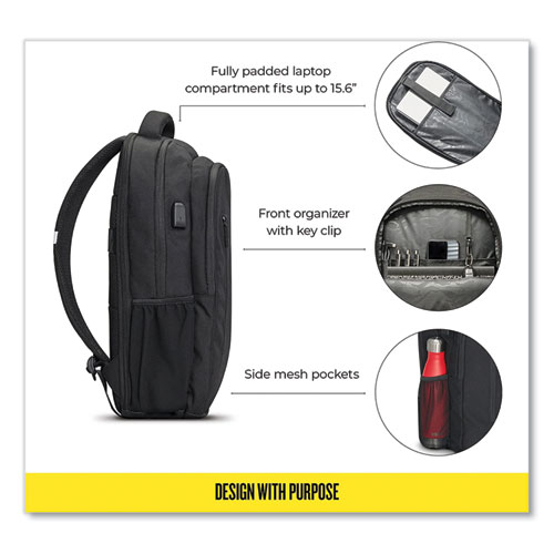 Picture of Re:Define Laptop Backpack, 15.6", 12.25 x 5.75 x 18.75, Black