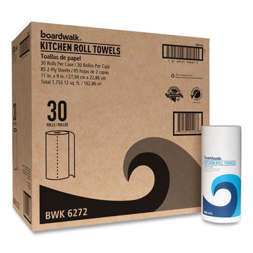 Kitchen+Roll+Towel%2C+2-Ply%2C+11+X+9%2C+White%2C+85+Sheets%2Froll%2C+30+Rolls%2Fcarton