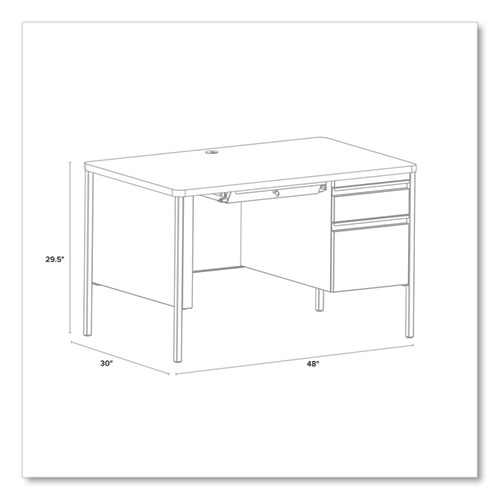 Picture of Teachers Pedestal Desks, One Right-Hand Pedestal: Box/File Drawers, 48" x 30" x 29.5", Maple/Black