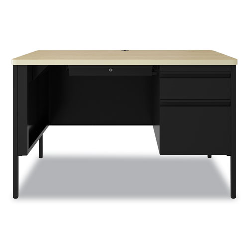 Picture of Teachers Pedestal Desks, One Right-Hand Pedestal: Box/File Drawers, 48" x 30" x 29.5", Maple/Black