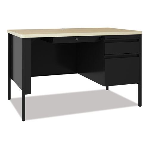 Picture of Teachers Pedestal Desks, One Right-Hand Pedestal: Box/File Drawers, 48" x 30" x 29.5", Maple/Black