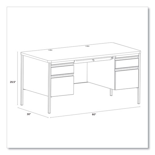 Picture of Teachers Pedestal Desks, Left and Right-Hand Pedestals: Box/File Drawer Format, 60" x 30" x 29.5", Walnut/Black