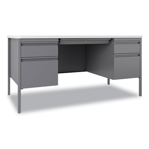 Picture of Teachers Pedestal Desks, Left and Right-Hand Pedestals: Box/File Drawer Format, 60" x 30" x 29.5", White/Platinum