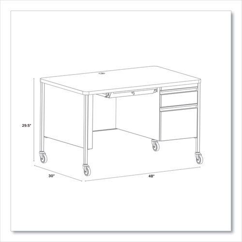 Picture of Mobile Teachers Pedestal Desks, Right-Hand Pedestal: Box/File Drawers, 48" x 30" x 29.5", Walnut/Black