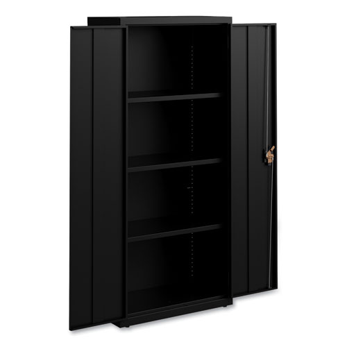 Picture of Economy Assembled Storage Cabinets, 3 Shelves, 30" x 15" x 66", Black