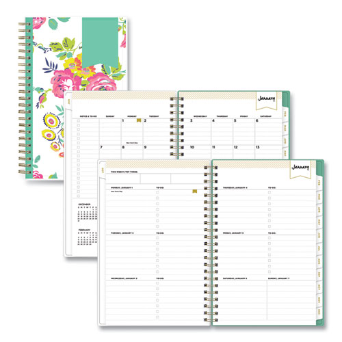 Picture of Day Designer Peyton Create-Your-Own Cover Weekly/Monthly Planner, Floral Artwork, 8 x 5, White, 12-Month (Jan-Dec): 2026