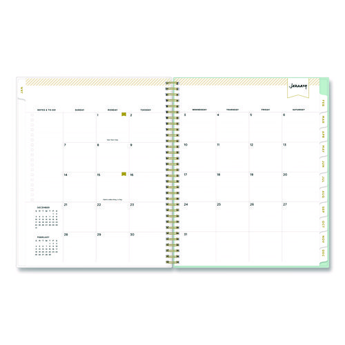 Picture of Day Designer Secret Garden Mint Frosted Weekly/Monthly Planner, Floral Artwork, 11 x 8.5, 12-Month (Jan to Dec): 2025