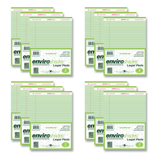 Picture of Enviroshades Legal Notepads, 50 Green 8.5 x 11.75 Sheets, 72 Notepads/Carton
