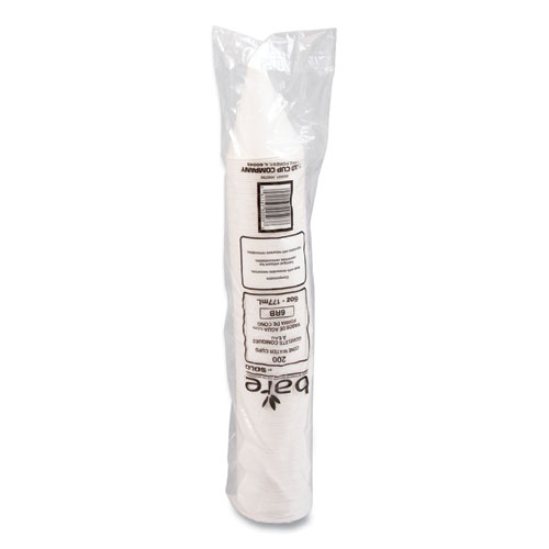 Picture of Bare Eco-Forward Treated Paper Cone Cups, 6 oz, White, 200/Sleeve, 25 Sleeves/Carton