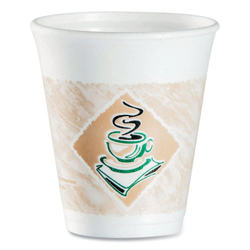 Picture of Cafe G Foam Hot/Cold Cups, 8 oz, Brown/Green/White, 1,000/Carton