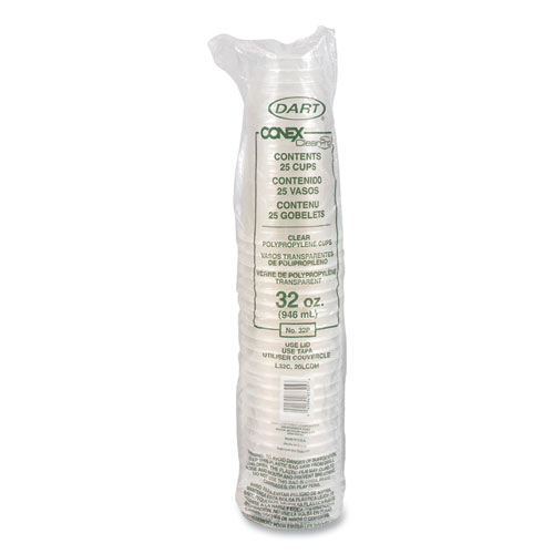 Picture of Conex ClearPro Plastic Cold Cups, 32 oz, Clear, 25/Bag, 20 Bags/Carton