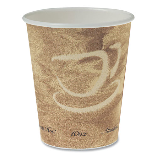 Picture of Single Sided Poly Paper Hot Cups, 10 oz, Mistique Design, 50/Bag, 20 Bags/Carton