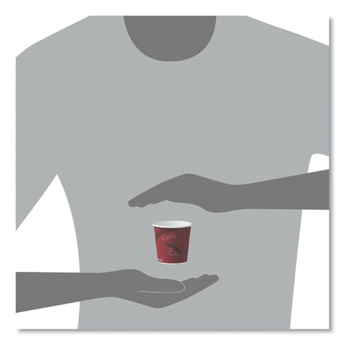 Picture of Single-Sided Poly Paper Hot Cups, 4 oz, Bistro Design, 50/Pack, 20 Pack/Carton