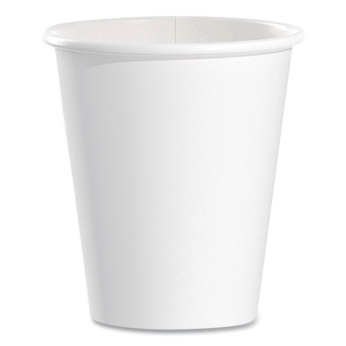 Picture of Single-Sided Poly Paper Hot Cups, 6 oz, White, 50/Pack, 20 Packs/Carton