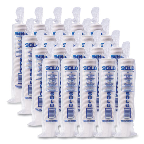 Picture of Single-Sided Poly Paper Hot Cups, 6 oz, White, 50/Pack, 20 Packs/Carton
