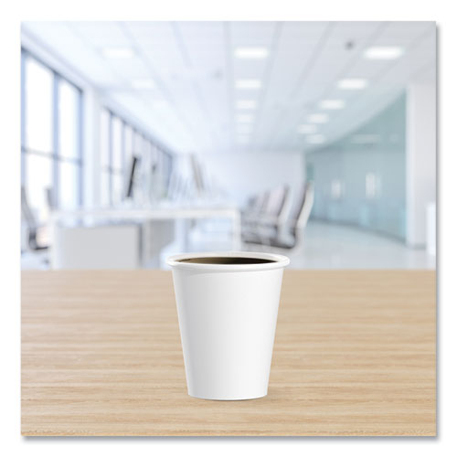 Picture of Single-Sided Poly Paper Hot Cups, 6 oz, White, 50/Pack, 20 Packs/Carton
