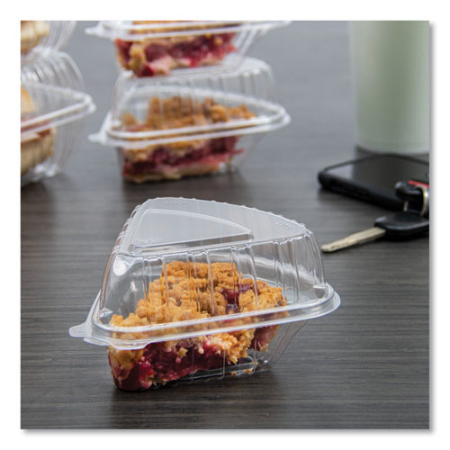 Picture of Showtime Clear Hinged Containers, Pie Wedge, 6.67 oz, 6.1 x 5.6 x 3, Clear, Plastic, 125/Pack, 2 Packs/Carton