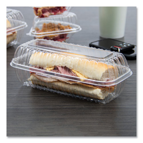 Picture of Showtime Clear Hinged Containers, Hoagie Container, 29.9 oz, 5.1 x 9.9 x 3.5, Clear, Plastic, 100/Bag 2 Bags/Carton