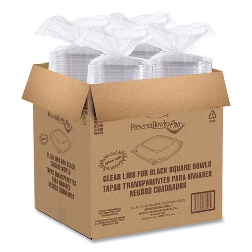 Picture of PresentaBowls Pro Clear Square Lids for 24-32 oz Bowls, 8.5 x 8.5 x 0.5, Clear, Plastic, 63/Bag, 4 Bags/Carton