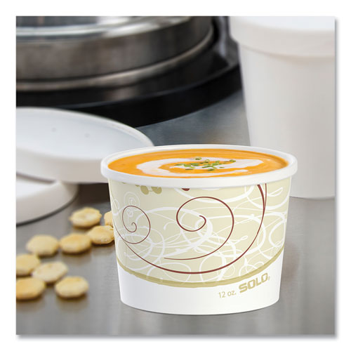 Picture of Double Poly Paper Food Containers, 12 oz, 3.6 Diameter x 3.3 h, Symphony Design, 25/Pack, 20 Packs/Carton