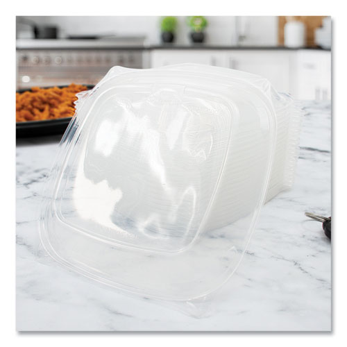 Picture of PresentaBowls Pro Clear Square Bowl Lids, Large Vented Square, 8.5 x 8.5 x 1, Clear, Plastic, 63/Bag, 4 Bags/Carton