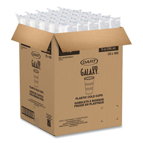 Picture of High-Impact Polystyrene Cold Cups, 9 oz, Translucent, 100/Sleeve, 25 Sleeves/Carton