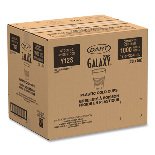 Picture of High-Impact Polystyrene Squat Cold Cups, 12 oz, Translucent, 50/Sleeve, 20 Sleeves/Carton