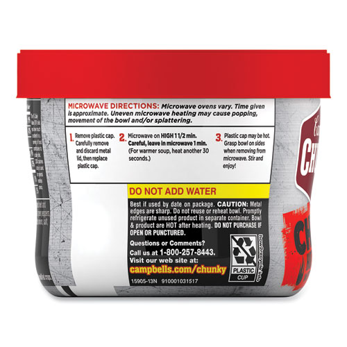 Picture of Chunky Firehouse Hot and Spicy Chili with Beans, 15.25 oz, 8/Carton