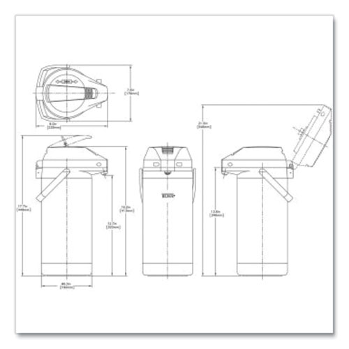 Picture of Lever Action Airpot, 128 oz, Silver/Black
