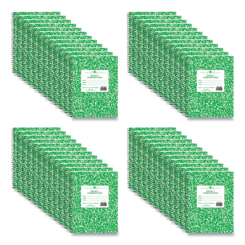 Picture of Grade School Wirebound Composition Book, Grade 1 Manuscript Format, Green Marble Cover, (36) 9.75 x 7.5 Sheets, 48/Carton