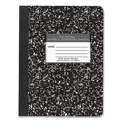 Picture of Hardcover Marble Composition Book, Quadrille Rule (5 sq/in), Black Marble Cover, (80) 9.75 x 7.5 Sheets, 48/Carton
