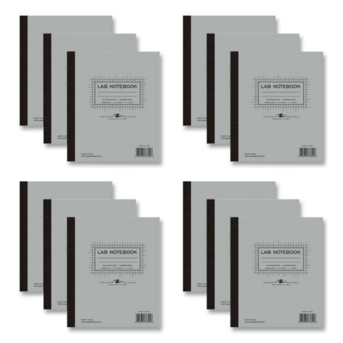 Picture of Lab and Science Two-Part Carbonless Notebook, Quadrille Rule (4 sq/in), Gray Cover, (50) 11 x 9.25 Sheets, 12/Carton