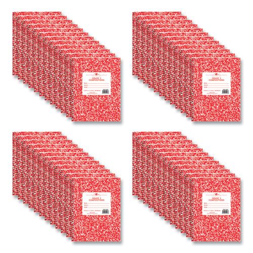 Picture of Grade School Wirebound Composition Book, Grade 1 Manuscript Format, Red Marble Cover, (36) 9.75 x 7.5 Sheets, 48/Carton