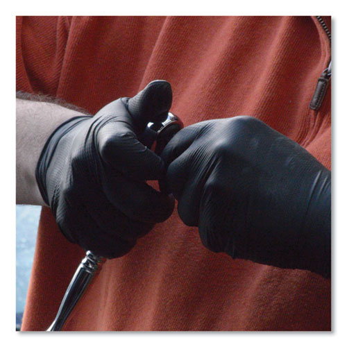 Picture of Heavy-Duty Industrial Nitrile Gloves, Powder-Free, 6 mil, Medium, Black, 100 Gloves/Box, 10 Boxes/Carton