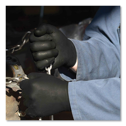 Picture of Heavy-Duty Industrial Nitrile Gloves, Powder-Free, 6 mil, Medium, Black, 100 Gloves/Box, 10 Boxes/Carton