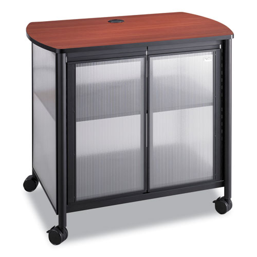 Picture of Impromptu Deluxe Machine Stand with Doors, Wood, 3 Shelf, 34.75 x 25.5 x 30.75, Cherry/White/Black