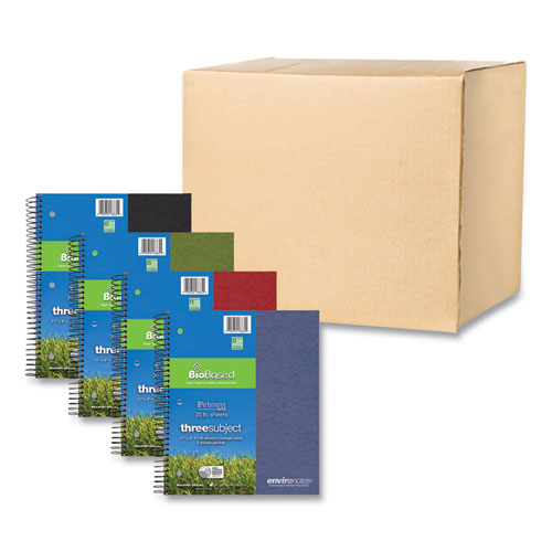 Picture of Earthtones BioBased Paper Notebook, 3-Subject, College Rule, Randomly Assorted Cover Colors, (120) 11 x 9 Sheets, 24/Carton
