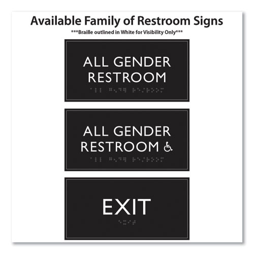 Picture of ADA Sign, All Gender Restroom Accessible, Plastic, 4 x 4, Clear/White