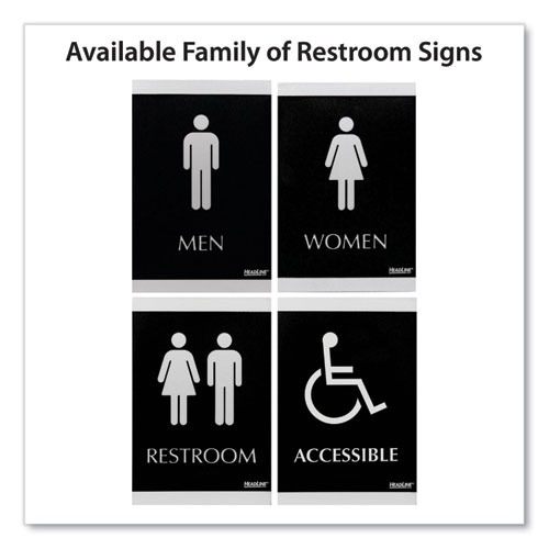 Picture of Century Series Office Sign, Men/Women Restroom, 6 x 9, Black/Silver