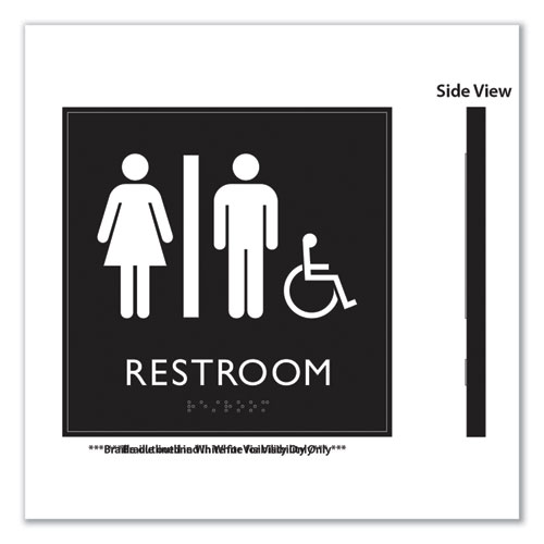 Picture of ADA Sign, Unisex Accessible Restroom, Plastic, 8 x 8, Clear/White