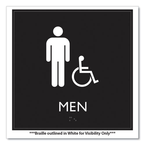 Picture of ADA Sign, Men Accessible, Plastic, 8 x 8, Clear/White