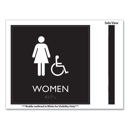 Picture of ADA Sign, Women Accessible, Plastic, 8 x8, Clear/White