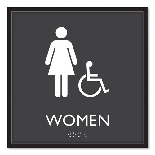 Picture of ADA Sign, Women Accessible, Plastic, 8 x8, Clear/White