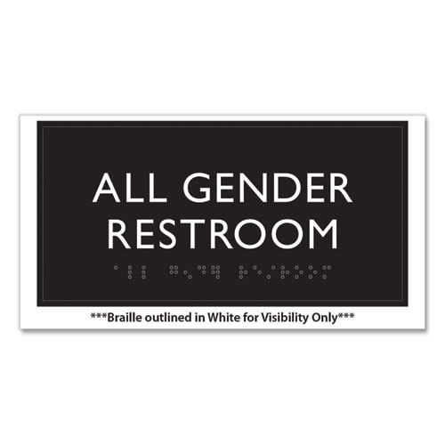 Picture of ADA Sign, All Gender Restroom, Plastic, 4 x 4, Clear/White